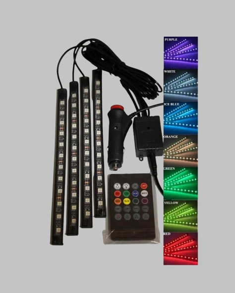 48 LED Araç İçi RGB Şerit Aydınlatma Müzik Senkron USB Kumandalı Set - Resim 5