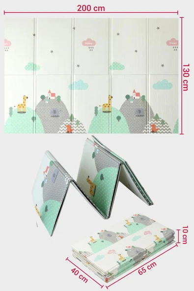 Wellgro Oyun Matı, 200x130x1 cm Çift Taraflı Katlanır Oyun Halısı - Resim 4