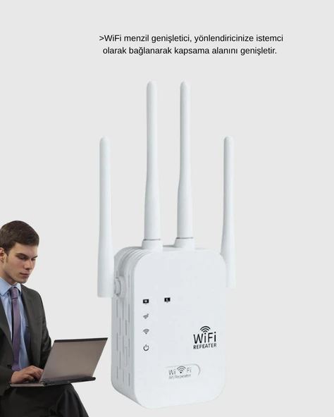 50 Cihaz Destekli 300Mbps Kablosuz Sinyal Güçlendirici RJ45 Kablolu Kullanım - Resim 5