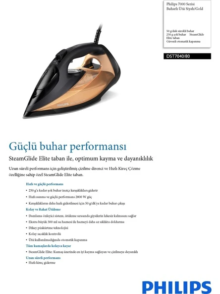 Philips DST7040/80 7000 Serisi Buharlı Ütü - Resim 7