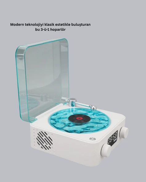 Bluetooth Hoparlörlü Gece Lambası Dijital Saat Ekranlı Su Dalgası Efektli Dekoratif - Resim 4