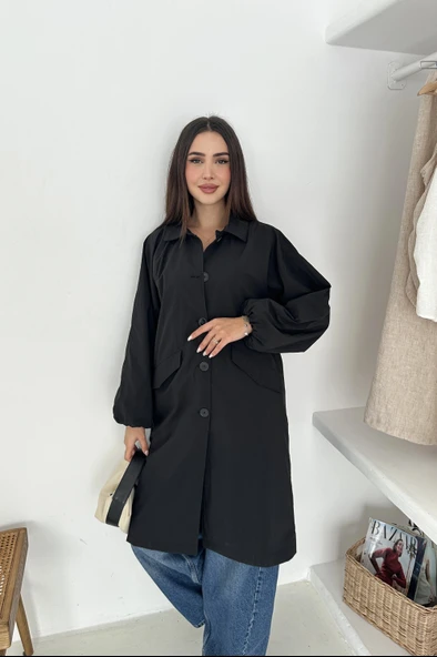 Kadın Astarlı Uzun Trençkot ürün görseli 1