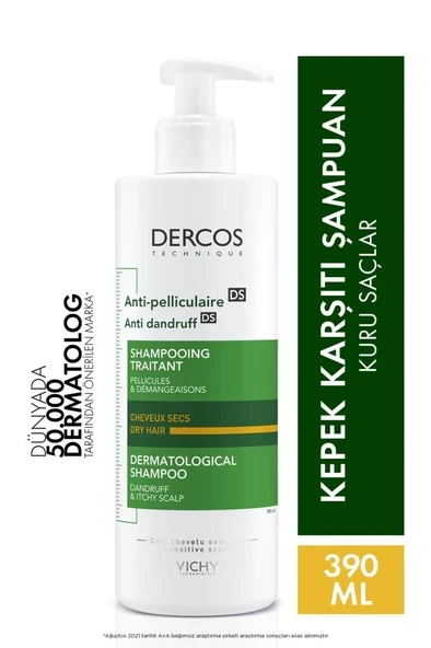 Vichy Dercos Anti-Dandruff Kuru Saçlar için 390 ml Kepek Şampuanı ürün görseli 1