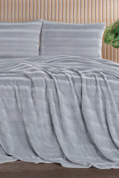 ZEBRA CASA Cozy Tek Kişilik Gri Battaniye Takımı - Resim 3