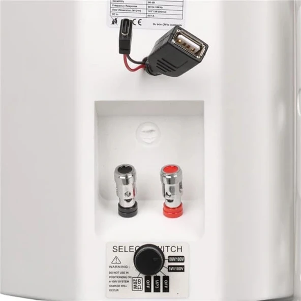 MagicVoice F-LHY4S 4" (10 CM) Hat Trafolu Duvar Tipi Sütun Hoparlör (10W RMS / 150W Peak - MP3 USB Uyumlu) - Beyaz - Resim 4