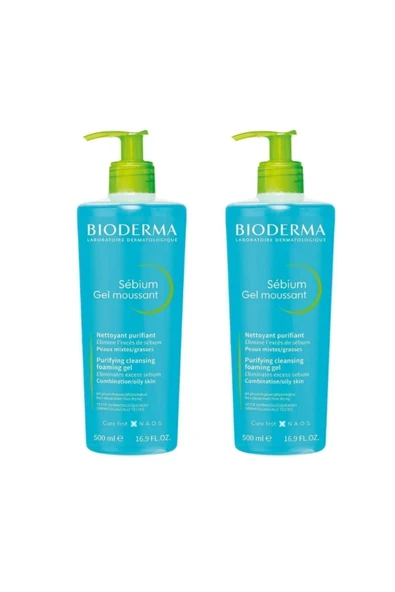 Bioderma Sebium Foaming Gel - Karma&Yağlı Ciltler İçin Temizleyici Jel 500 ml x2 8699956510460 ürün görseli 1