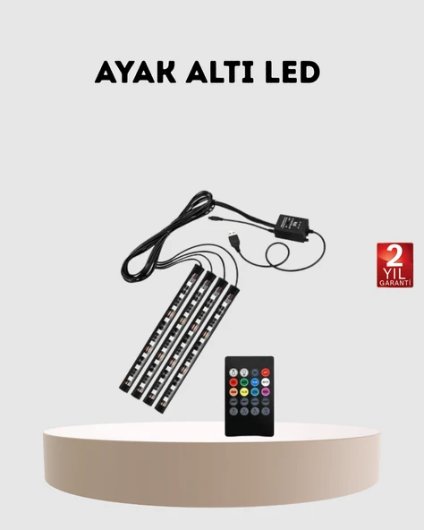 RGB Araç İçi LED Aydınlatma 12V 48 LED Müzik Kontrollü 4 Şerit Set ürün görseli 1