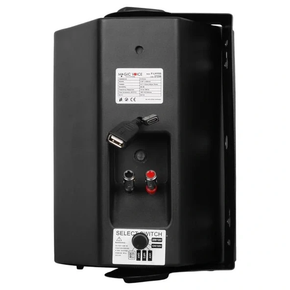 MagicVoice F-LHY5S 5.25" (13.5 CM) Hat Trafolu Duvar Tipi Sütun Hoparlör (20W RMS / 180W Peak - MP3 USB Uyumlu) - Siyah - Resim 3