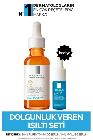 La Roche Posay Dolgunluk Veren Işıltı Seti C Vitamini Serum 30ml + Hyalu B5 10 ml Serum ürün görseli 1