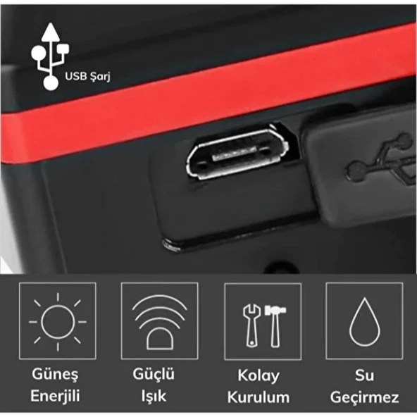 Güneş Enerjili Bisiklet Işıklı Korna - Resim 4