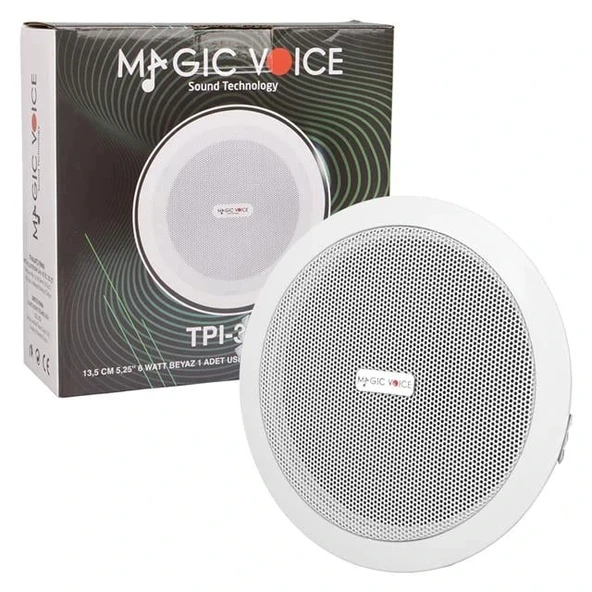 MagicVoice TPI-350 5.25" (13.5 CM) Hat Trafolu Alçıpan/Asma Tavan Tipi Hoparlör (6W RMS - MP3 USB Uyumlu) - Beyaz - Resim 4