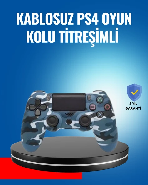 Bluetooth Kablosuz PS4 Gamepad Çift Motorlu Siyah Controller ürün görseli 1