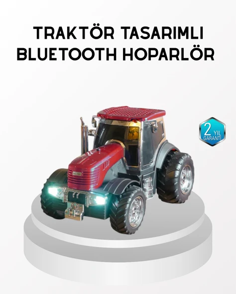 Bluetooth Nostaljik Traktör Hoparlör LED Işıklı 12W Güçlü Ses ürün görseli