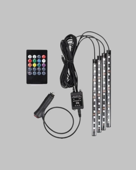 48 LED Araç İçi RGB Şerit Aydınlatma Müzik Senkron USB Kumandalı Set - Resim 2