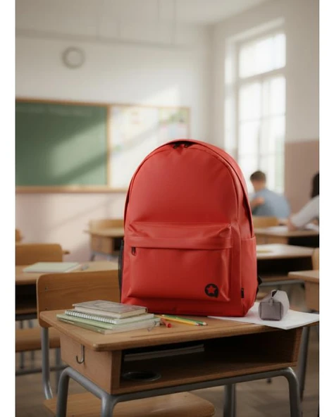 Yuga İki Gözlü Sırt Çantası Kırmızı - Resim 5