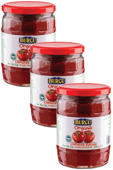 Burcu Organik Domates Salçası 600 gr (Cam Kavanoz) x 3 Adet ürün görseli