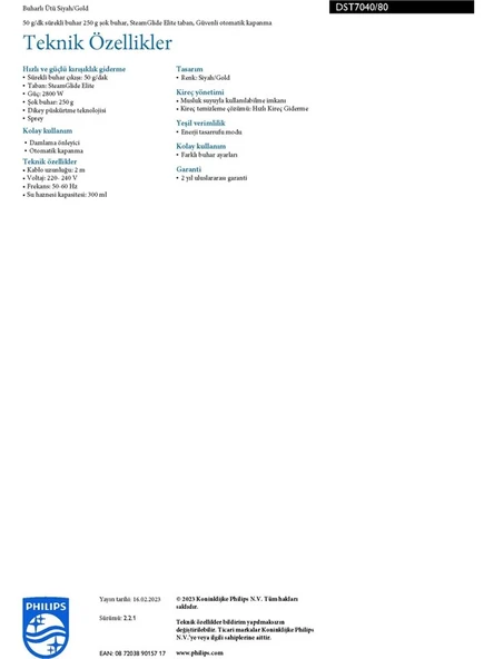 Philips DST7040/80 7000 Serisi Buharlı Ütü - Resim 8