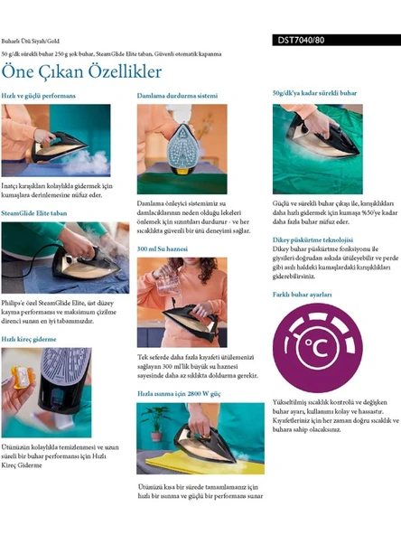 Philips DST7040/80 7000 Serisi Buharlı Ütü - Resim 6