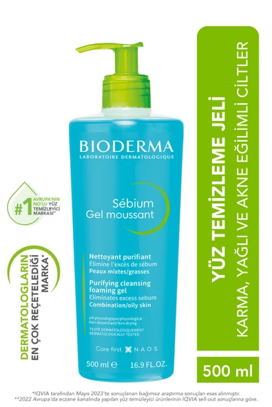 Bioderma Sebium Foaming Gel Karma, Yağlı Ve Eğilimli Ciltler İçin Yüz Temizleme Jeli 500 ml X2 - Resim 2