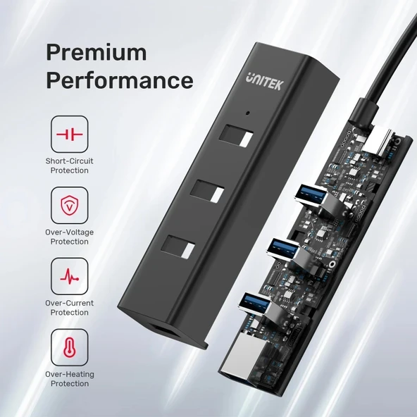 UNITEK TYPE-C TO 4 PORT USB 3.0 + TYPE-C Y-3089Z01 - Resim 5