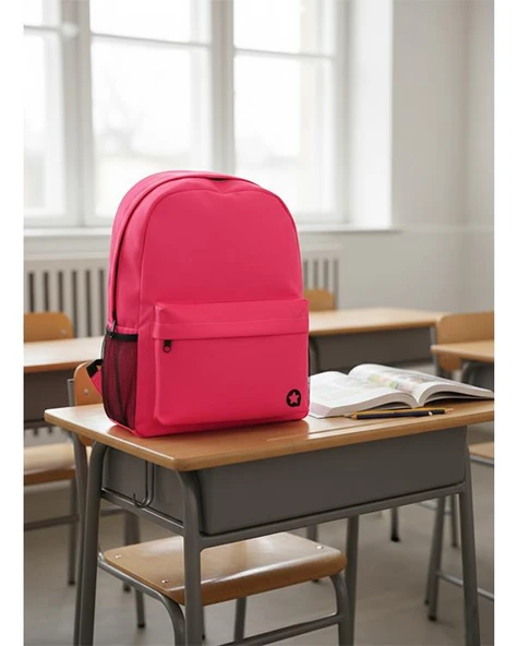 Yuga İki Gözlü Sırt Çantası Neon Pembe - Resim 5