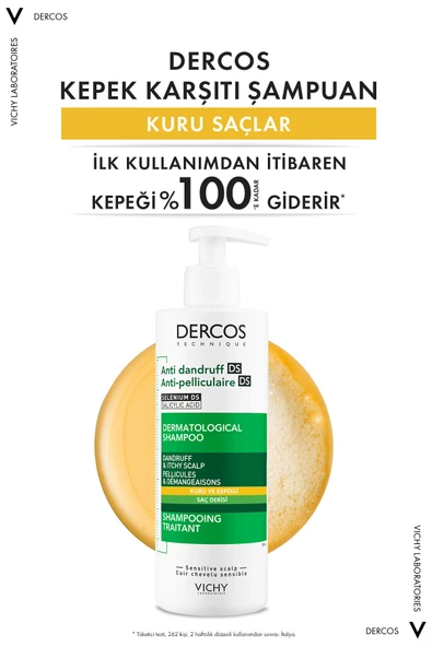Vichy Dercos Kuru Saçlar Kepeğe Karşı Etkili Şampuan 390 ml X 2 Adet - Resim 2