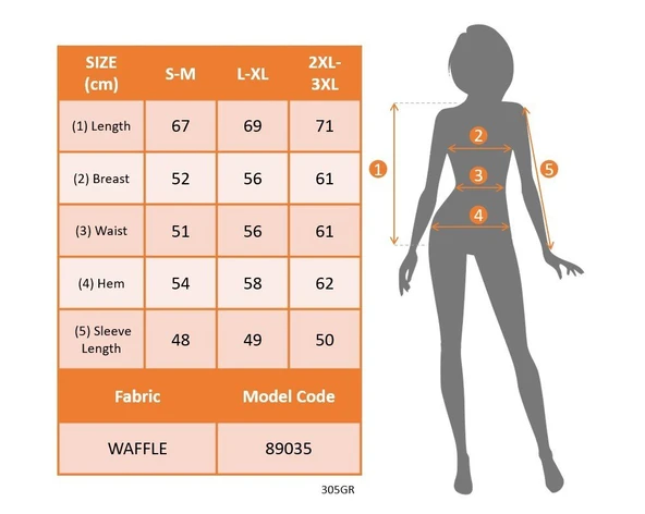 Kadın Uzun Kollu Yakalı Düğmeli Salaş Waffle Bluz - Resim 6