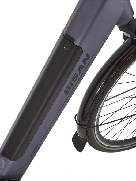 BİSAN MOON ELEKTRİKLİ BİSİKLET 47CM V 28 JANT 7 VİTES METALİK GRİ SİYAH - Resim 4