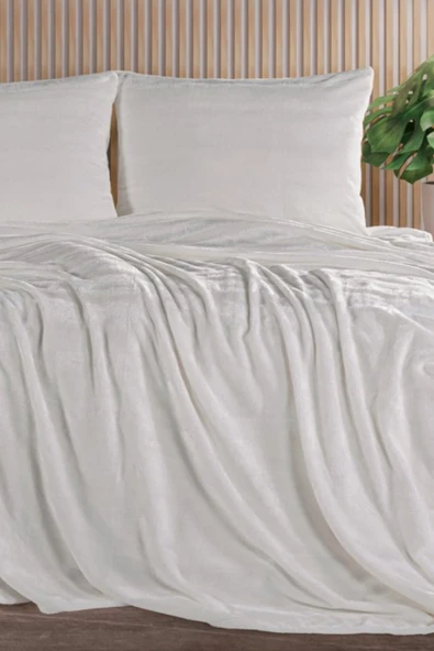 ZEBRA CASA Cozy Çift Kişilik Krem Battaniye Takımı - Resim 3