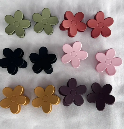 12'li Karışık Renk Çicek Figürlü Mandal Toka Set ürün görseli 1