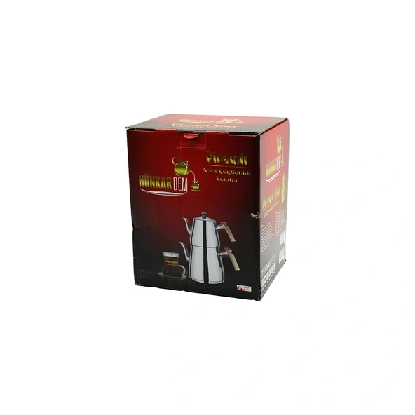 PRAMİT MİNİ BOY ÇELİK ÇAYDANLIK SETİ - TAKIMI RENKLİ BAKALİT KULP ÜST DEMLİK: 0.9LT - ALT SULUK: 1.5LT KENDİNDEN SÜZGEÇL ürün görseli