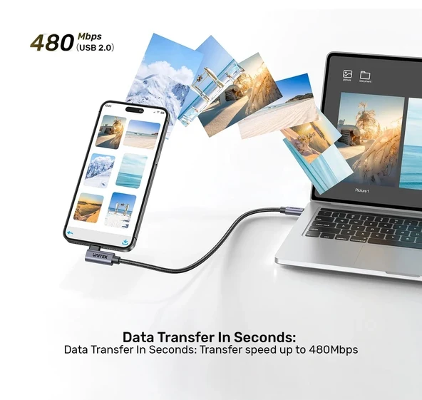 UNITEK TYPE-C HIZLI ŞARJ 90D 2MT 100W(C14123BK-2M) - Resim 6