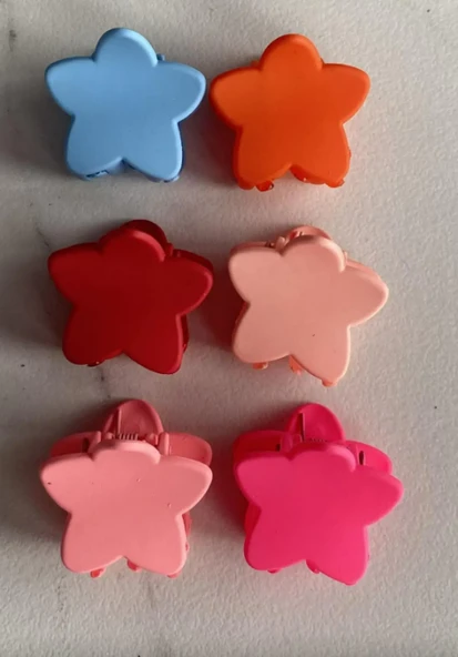 6'lı Karışık Renk Yıldız Figürlü Mini Mandal Toka ürün görseli 1