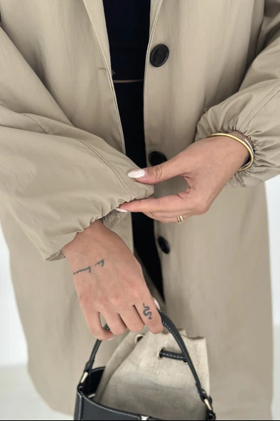 Kadın Astarlı Uzun Trençkot - Resim 3