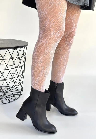 Pabucmarketi Siyah Fermuarlı Kadın Topuklu Bot - Resim 3