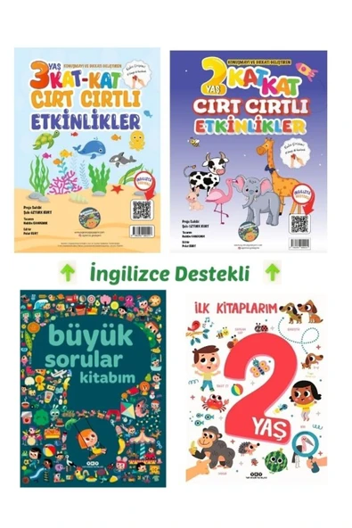 4 Dev Kitap-yky Büyük Sorular Ve 2 Yaş Kitap-ingilizce Destekli 2-3 Yaş Cırt Cırtlı Etkinlikler ürün görseli
