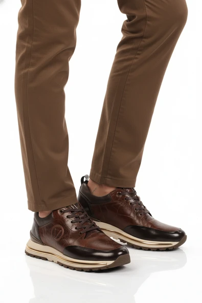 Voyager Kahve Hakiki Deri Bağcıklı Erkek Sneaker ürün görseli