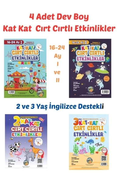 4 Kitap Set - Kat Kat Cırt Cırtlı Etkinlikler, 16-24 Ay I ve II , İngilizce Destekli 2 Yaş ve 3 Yaş ürün görseli