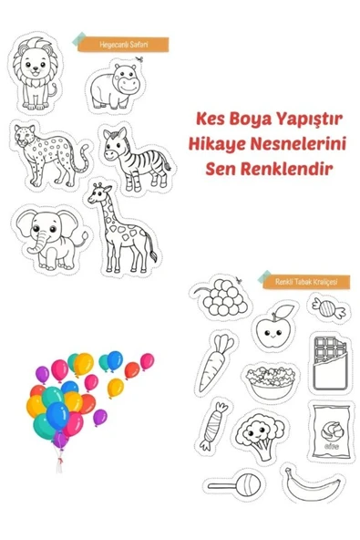 Kes Boya Yapıştır Hikayeyi Sen Renklendir - Tik - Kes Yapıştır Etkinlik Kitabı - Resim 2