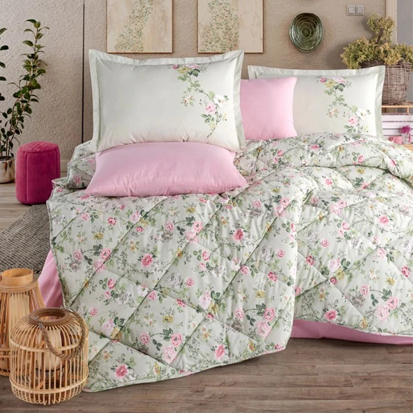 Clasy Ranforce %100 Pamuk Tek Kişilik Yorgan Seti Elara V1 Adaçayı Rengi ürün görseli 1