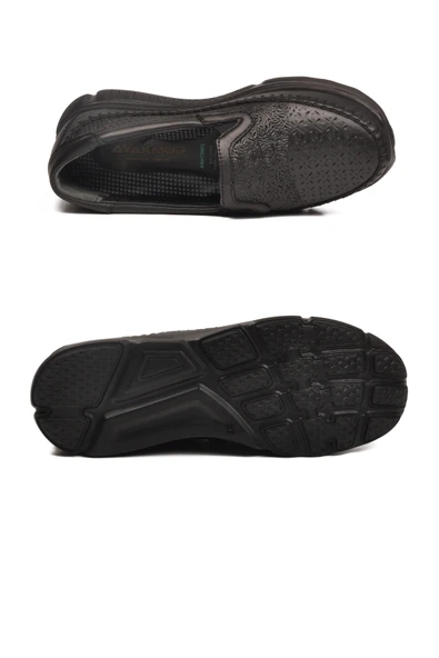 Aspor Siyah Hakiki Deri Ortopedik Kadın Casual Ayakkabı - Resim 5