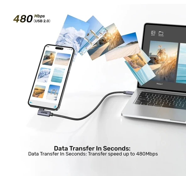 UNITEK TYPE-C HIZLI ŞARJ 90D 3MT 100W(C14123BK-3M) - Resim 6