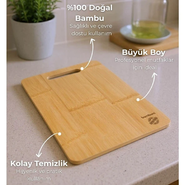 Bambum Plank Büyük Kesme ve Steak Tahtası Açık Kahverengi - Resim 2