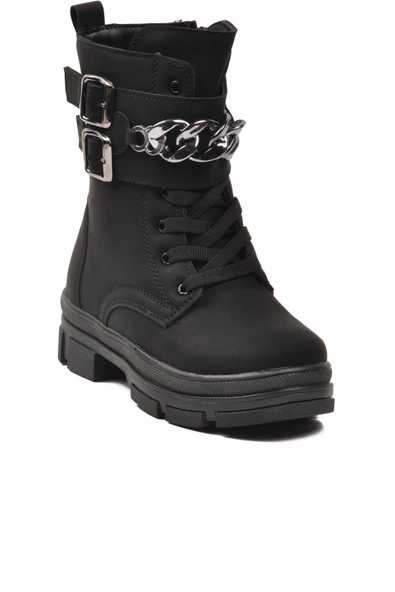 Aspor Siyah İçi Polarlı Kız Çocuk Düz Bot - Resim 3