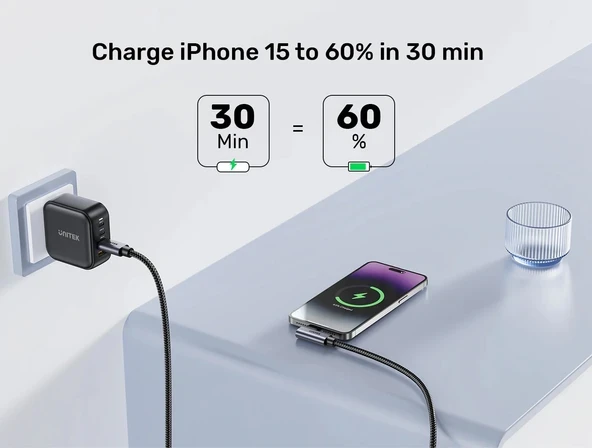 UNITEK TYPE-C HIZLI ŞARJ 90D 3MT 100W(C14123BK-3M) - Resim 3