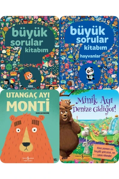 En Çok Beğenilen 4 Kitap Set Büyük Sorular Kitabım 1-2-utangaç Ayı Monti-minik Ayı Denize Gidiyor ürün görseli