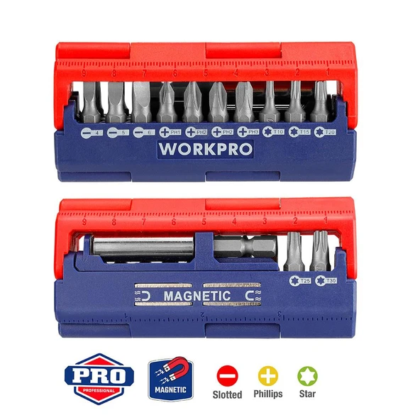 WORKPRO WP221062 13 Parça Manyetik CR-V Vidalama Bits Uç Seti ürün görseli