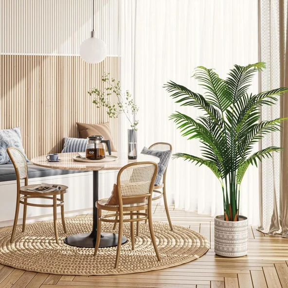 Yapay Ağaç Areka Ağacı Palmiye Ağacı 160cm Siyah Saksıda Salon Bitkisi - Resim 4