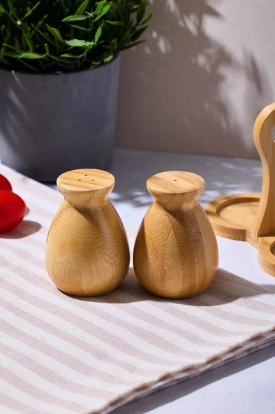 Perotti Duke 2 Li Bambu Standlı Tuzluk Biberlik 16594 - Resim 4