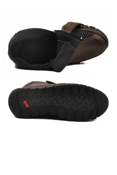 Aspor Kahve Hakiki Deri İçi Polarlı Fermuarlı Kadın Düz Bot - Resim 5